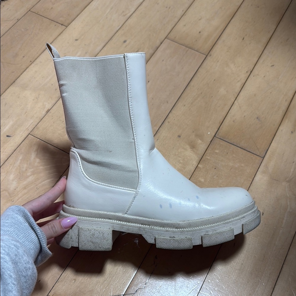 Women's Cream Ankle Boots